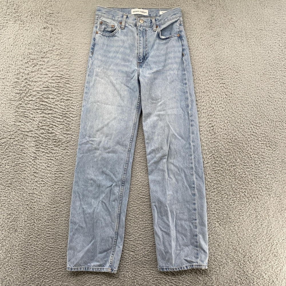 Denim Forum Jeans Womens 24 Iggy 90s Lo-Rise Baggy Wide Leg Light Wash Blue